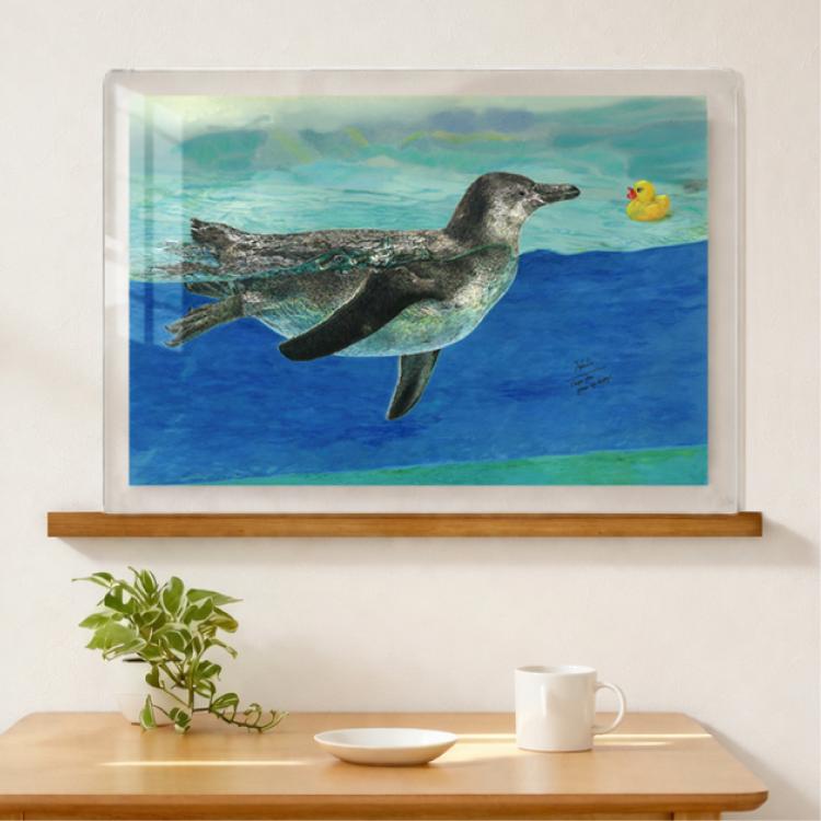 はじめまして｜こどもペンギンとアヒルちゃん｜A3（アクリル・高品質紙） | 3枚目
