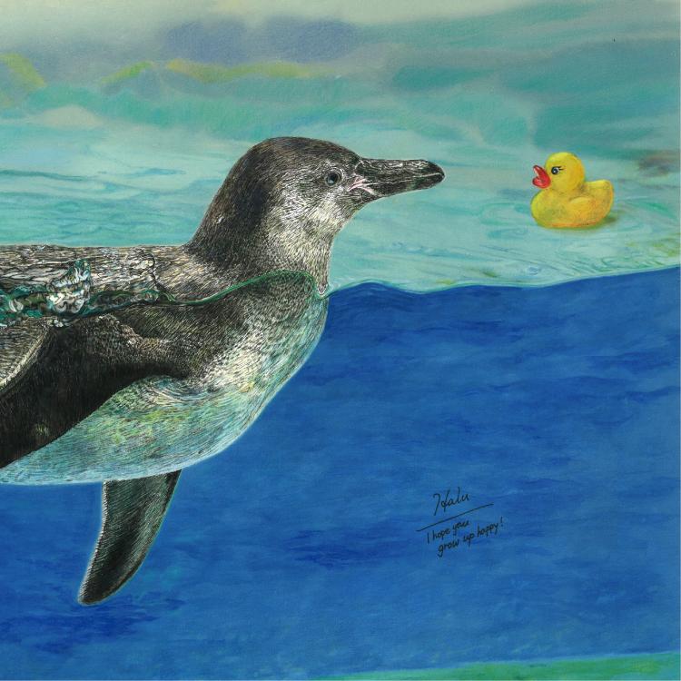 はじめまして｜こどもペンギンとアヒルちゃん｜A3（アクリル・高品質紙） | 4枚目