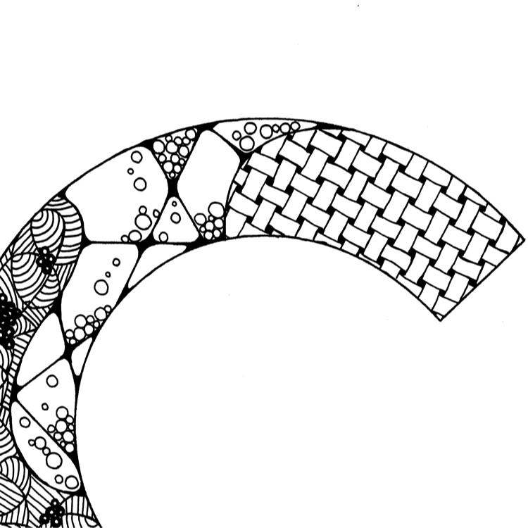 アルファベットアート “C”｜モノクロ手描きデザイン｜A4（高品質紙・キャンバス・アクリル） | 7枚目