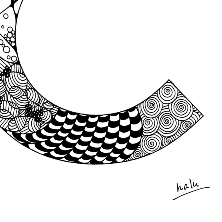 アルファベットアート “C”｜モノクロ手描きデザイン｜A4（高品質紙・キャンバス・アクリル） | 8枚目