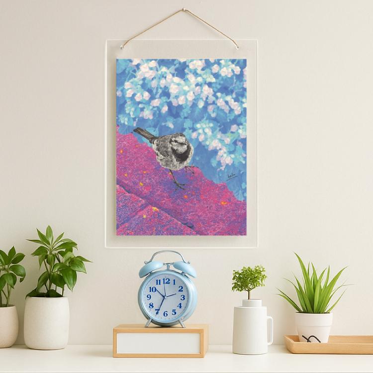 ハクセキレイとお散歩 ／ オリジナルアート（手描き＆画像）／プリント(B4)・アクリルボードプリント(2種）1枚目の画像