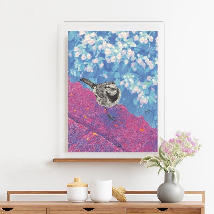 ハクセキレイ｜いっしょにお散歩｜B4（アクリル・高品質紙） | 5枚目